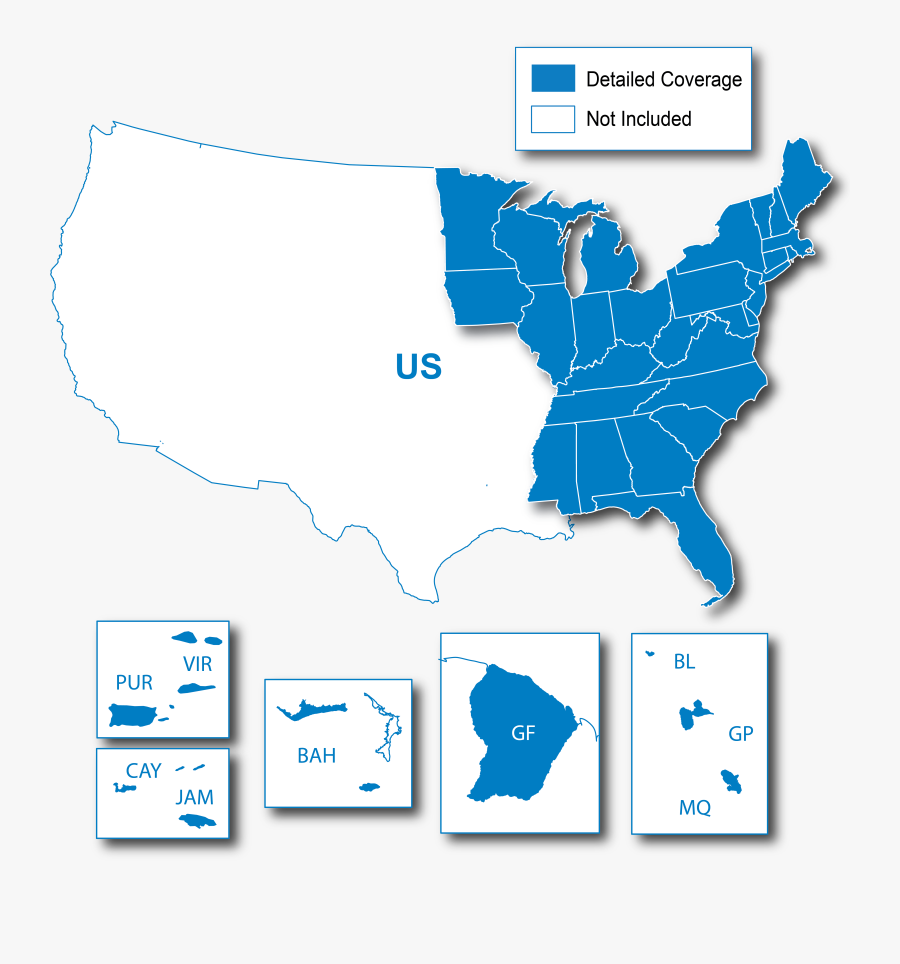 Garmin Lower 49 States Se Map, Transparent Clipart