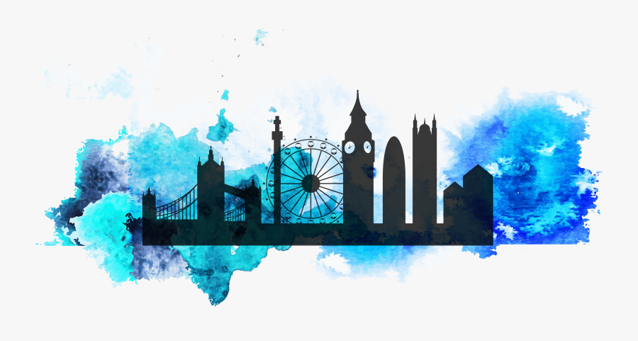 London Eye New York City Watercolor Painting - London Png Painting, Transparent Clipart