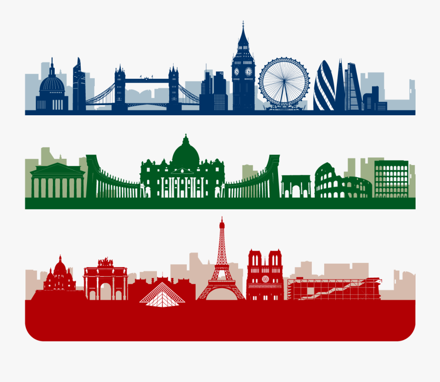 Paris London Skyline Silhouette - City Skyline Vector Silhouette London, Transparent Clipart