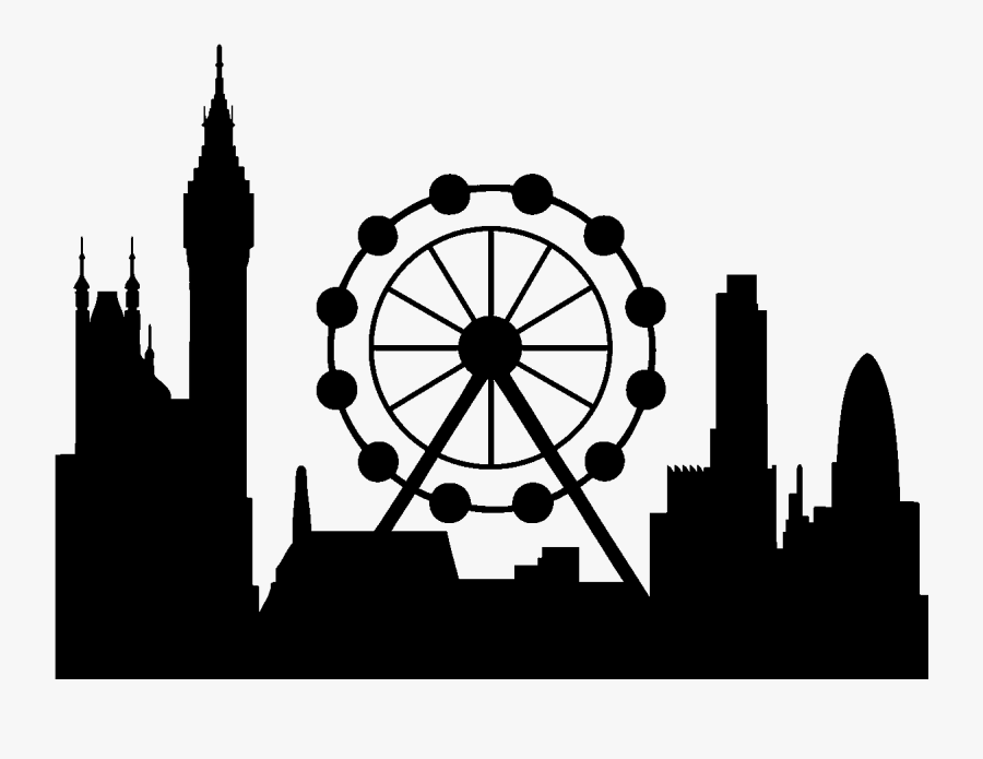 London Eye Wall Decal Sticker Skyline - Silhouette Of London Eye, Transparent Clipart