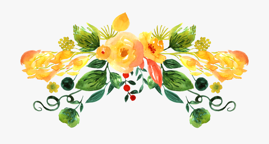 Floral Design Dibujo - Yellow Png Watercolor Flowers, Transparent Clipart