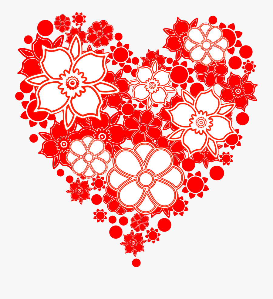 Clip Art Clipart Cora O De - Coraçao De Flores Png, Transparent Clipart