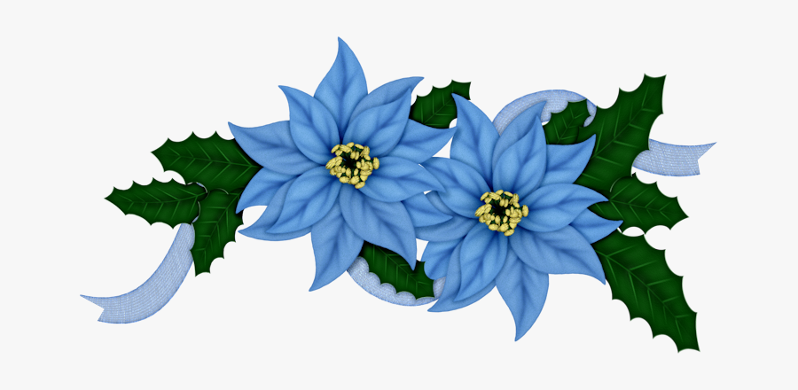Flores Del Clipart Navidad En Tonos Azules - Flores Azules Png, Transparent Clipart