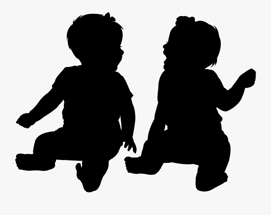 Twin Baby Silhouette, Transparent Clipart