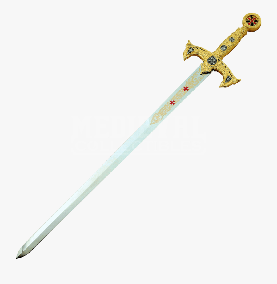 Medieval Gold Sword, Transparent Clipart