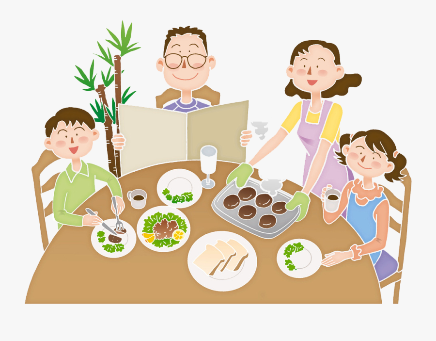 Cartoon Illustration The Eats - Family Meal Clipart, Transparent Clipart