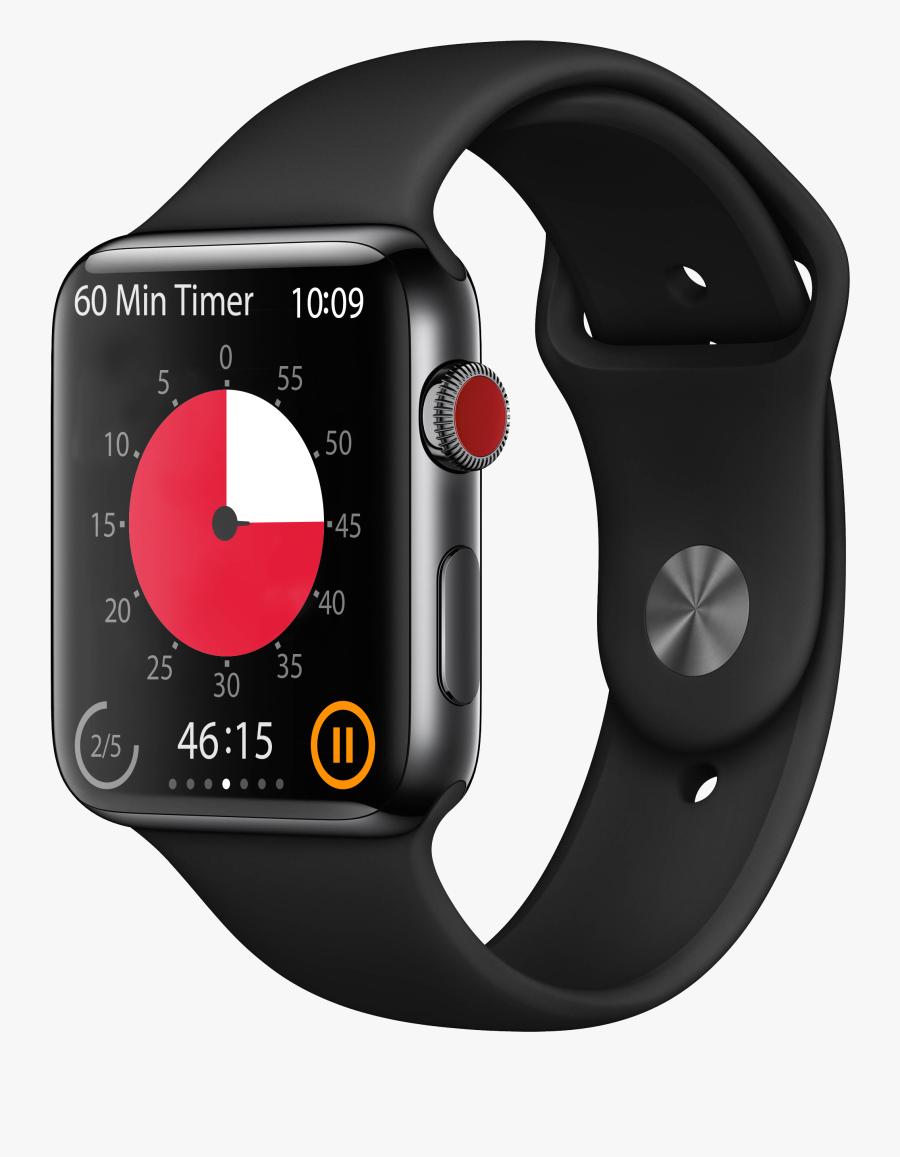 Apple Watch Angle Black Original 45min Red V=1537209598 - Apple Watch Series 3 Cellular, Transparent Clipart