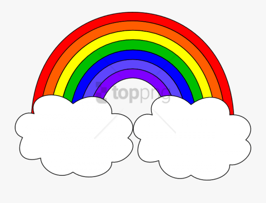 Rainbow Clipart Clear Background - Rainbow With Clouds Clip Art, Transparent Clipart