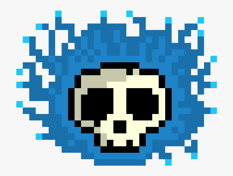 Transparent Blue Flame Png - Blue Skull Pixel Art, Transparent Clipart