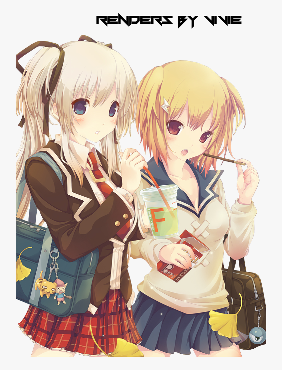 Anime Girls Render By Viimoo Anime Girls Render By - Two Girls Together Anime Chibi, Transparent Clipart