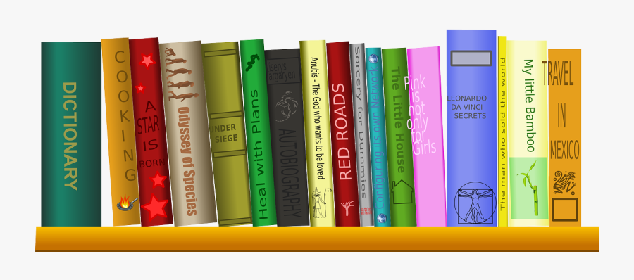 Books On A Shelf Image - Shelf Of Books Clipart, Transparent Clipart