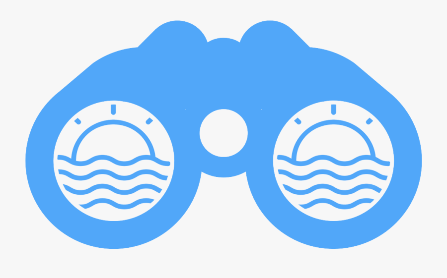 Binoculars Looking At Sun Setting Behind Waves - Proactive Png, Transparent Clipart