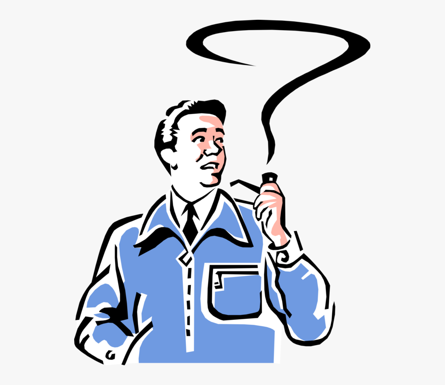 Vector Illustration Of 1950"s Vintage Style Man Smoking - Всемирный День Без Табака, Transparent Clipart