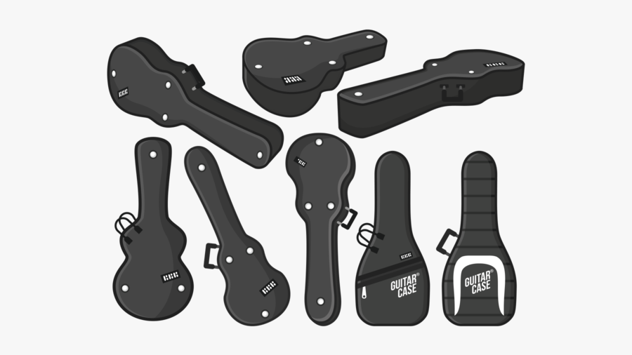 Hand Drawn Guitar Case - Cartoon Of Guitar Case, Transparent Clipart