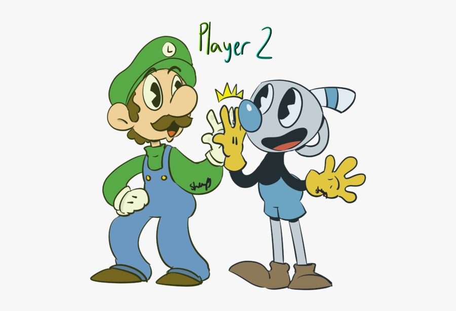 Player Two Cuphead Pinterest - Mugman And Luigi, Transparent Clipart