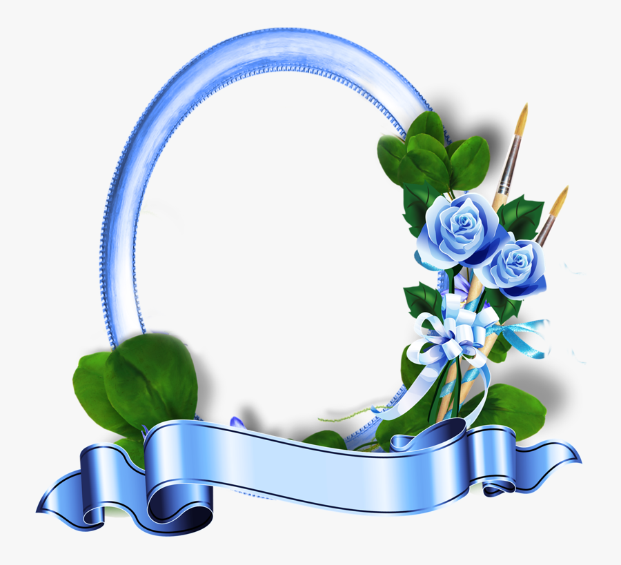 Blue Roses Frames - Flower Oval Frame Png, Transparent Clipart