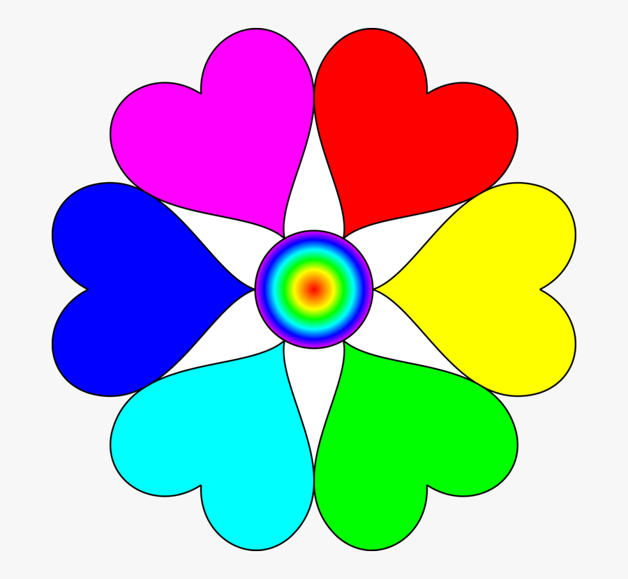 Flower,leaf,symmetry - Heart In Different Colours, Transparent Clipart