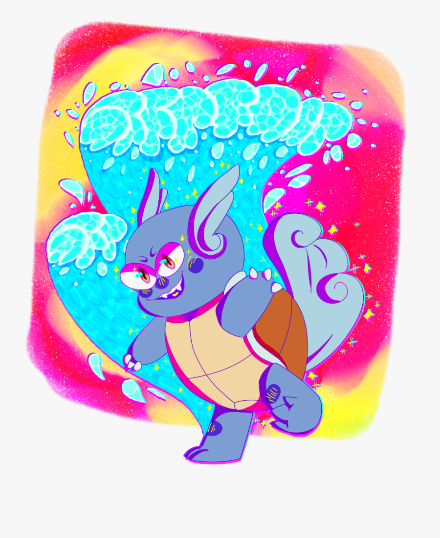 A Brightly Colored Image Of Wartortle, Waving His Hand - Illustration, Transparent Clipart