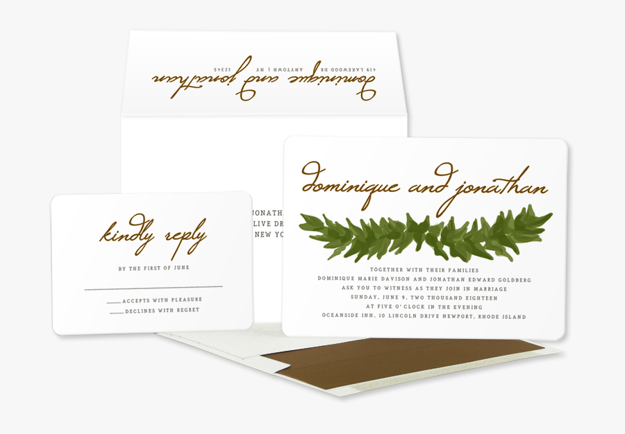 Watercolor Garland Wedding Invitation - Calligraphy, Transparent Clipart