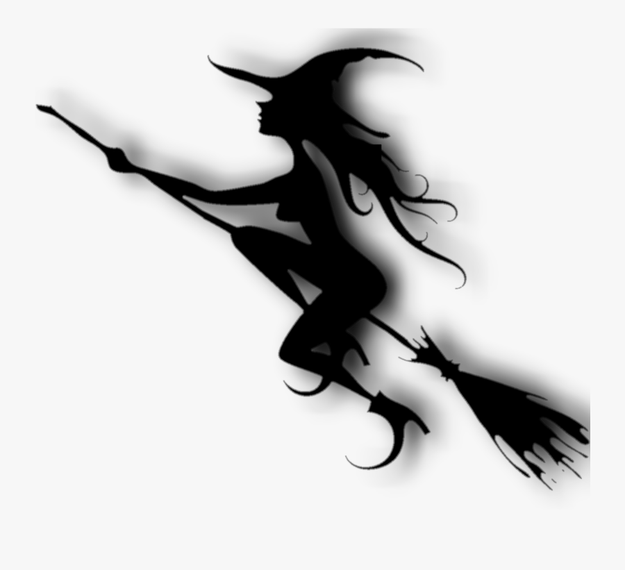 Transparent Png Witch On A Broom Silhouette , Png Download - Witch Broom Transparent Background, Transparent Clipart