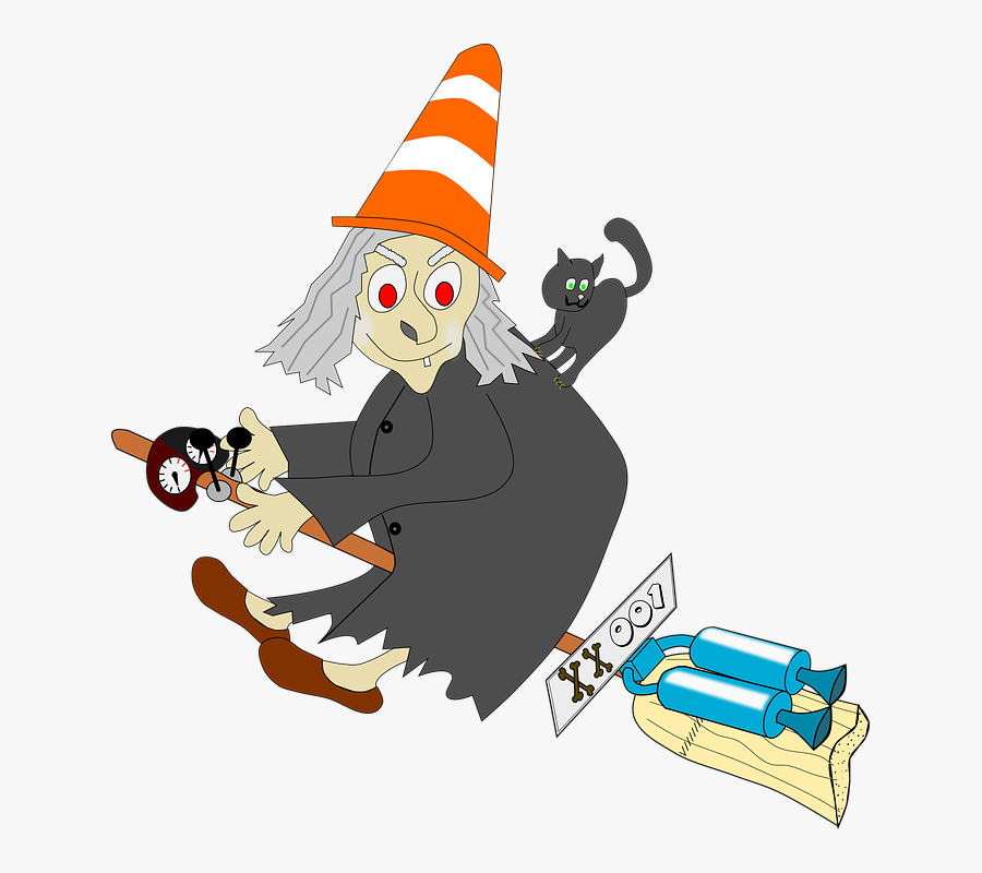 Witch, Baba, On A Broomstick - Cartoon, Transparent Clipart