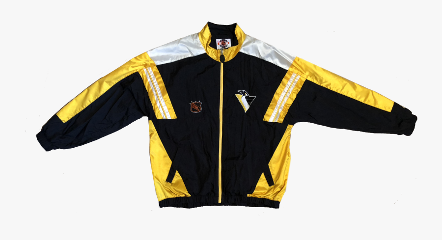 90s Pittsburgh Penguins Starter Track Jacket Black/yellow - Starter Jacket Black Yellow, Transparent Clipart