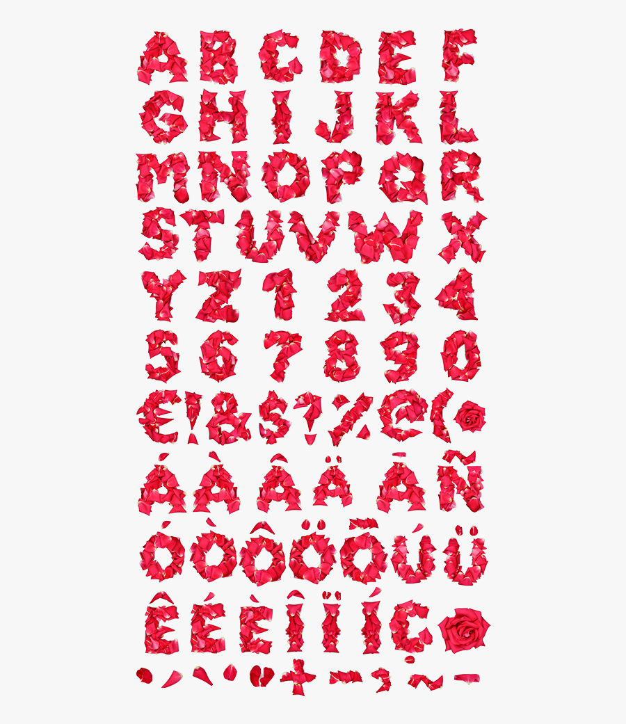 Black And Red Rose Letters Png - Rose Petal Font, Transparent Clipart