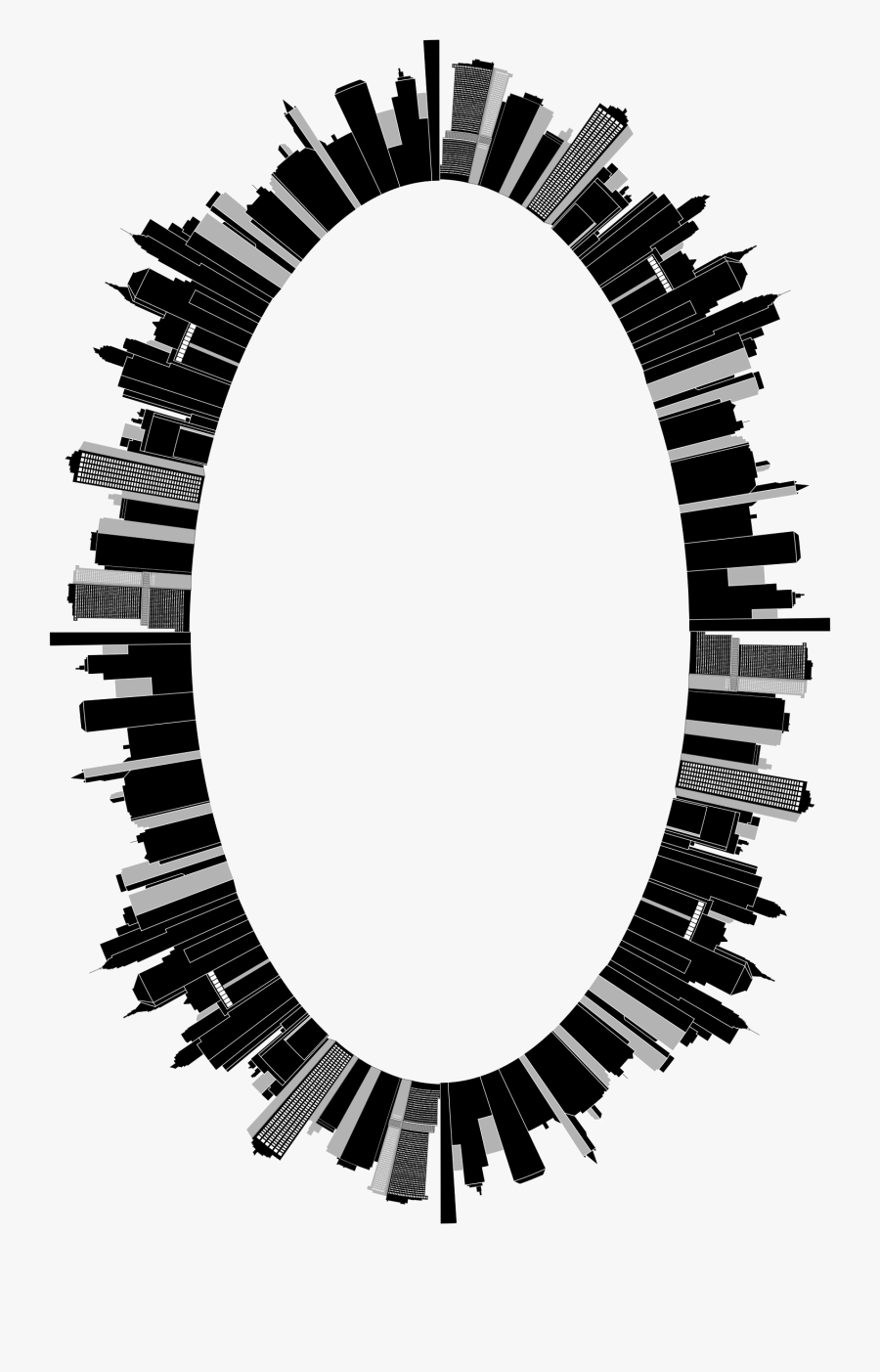 Cityscape Skyline Elliptical Clip Arts - Clip Art, Transparent Clipart