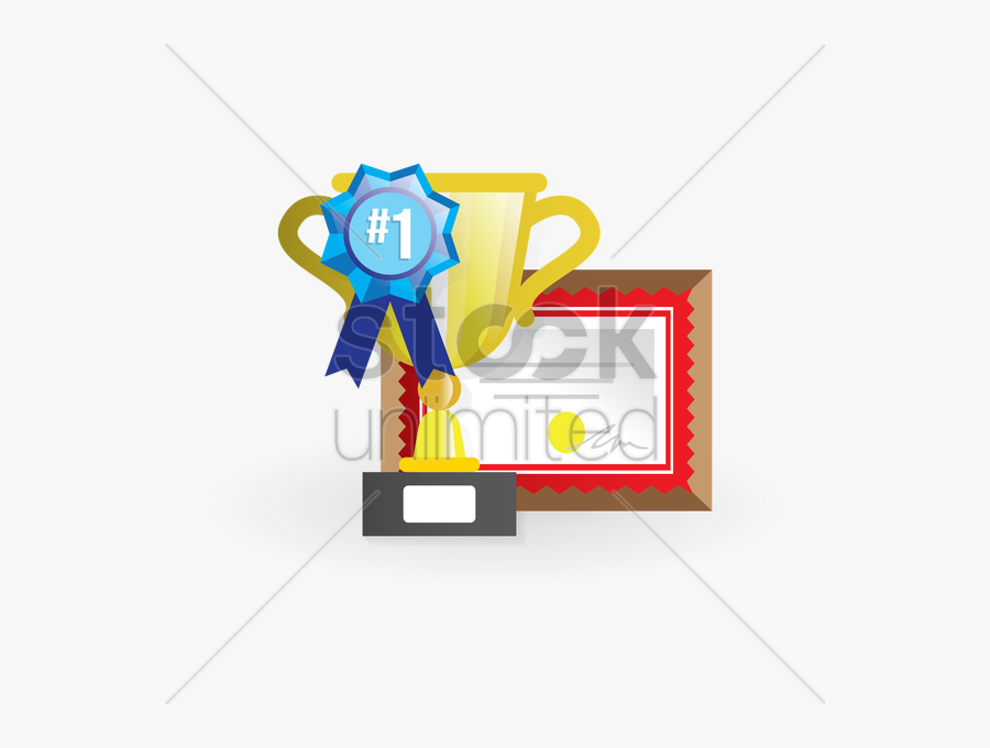 Trophy And Certificate Vector Image Graphic - School Trophies Clipart, Transparent Clipart