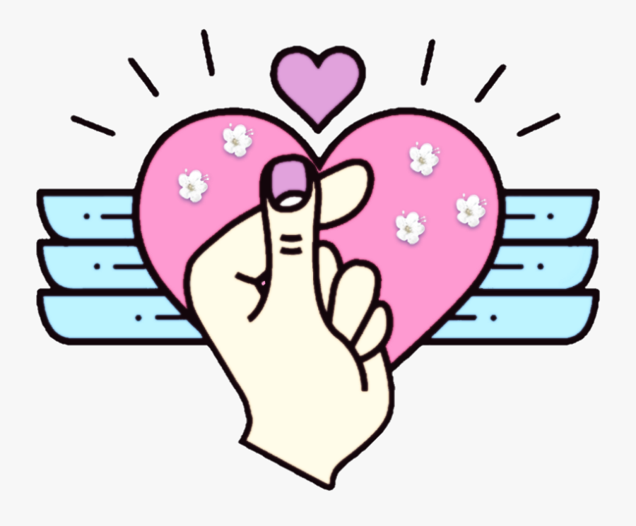 Heart Finger Kpop Background Decorate - Crab Cartoon Black And White, Transparent Clipart