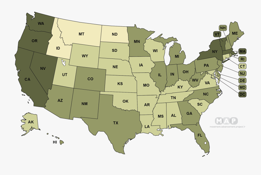 California Map By Population Density - Gay Population Map, Transparent Clipart