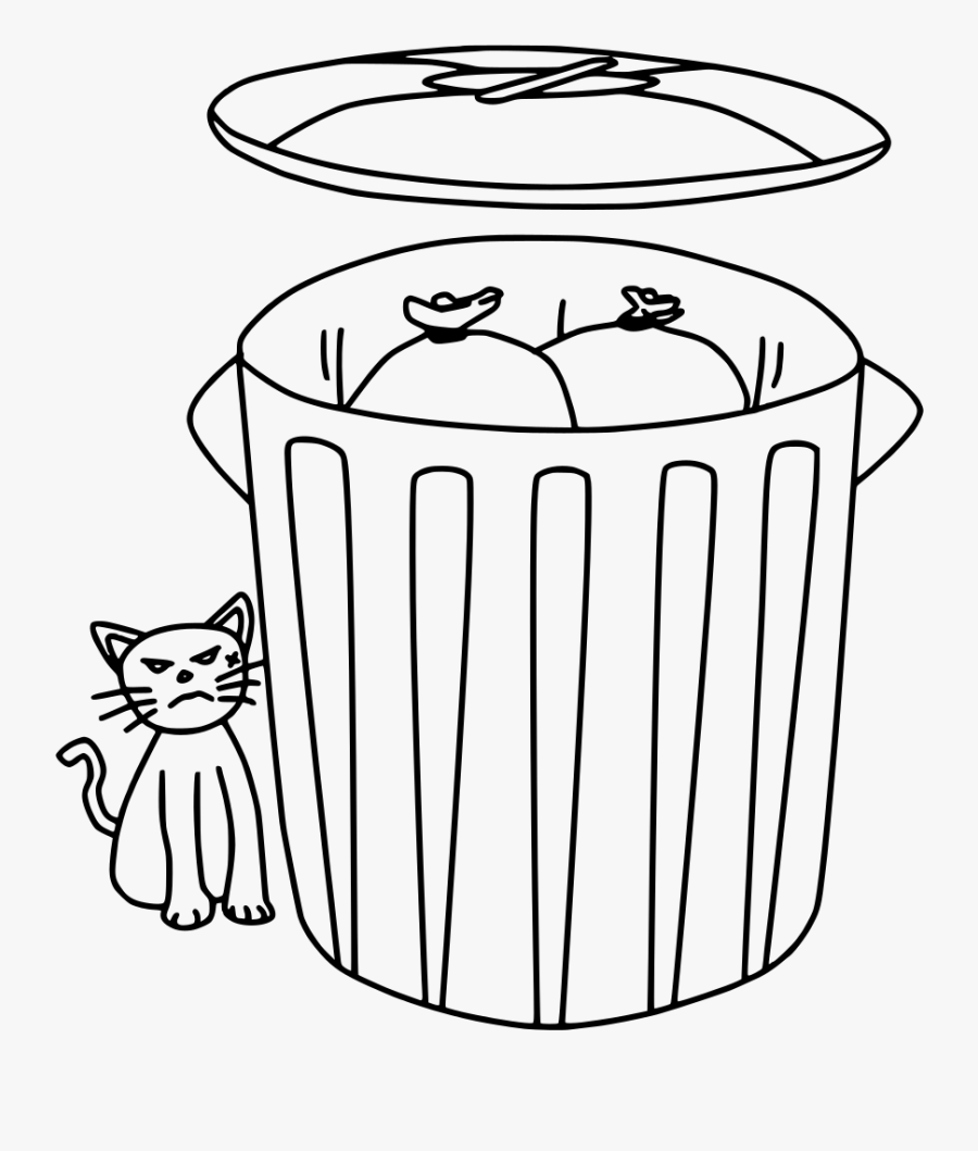 รูป ถัง ขยะ ลาย เส้น Clipart , Png Download - Open Trash Can Line Drawing, Transparent Clipart
