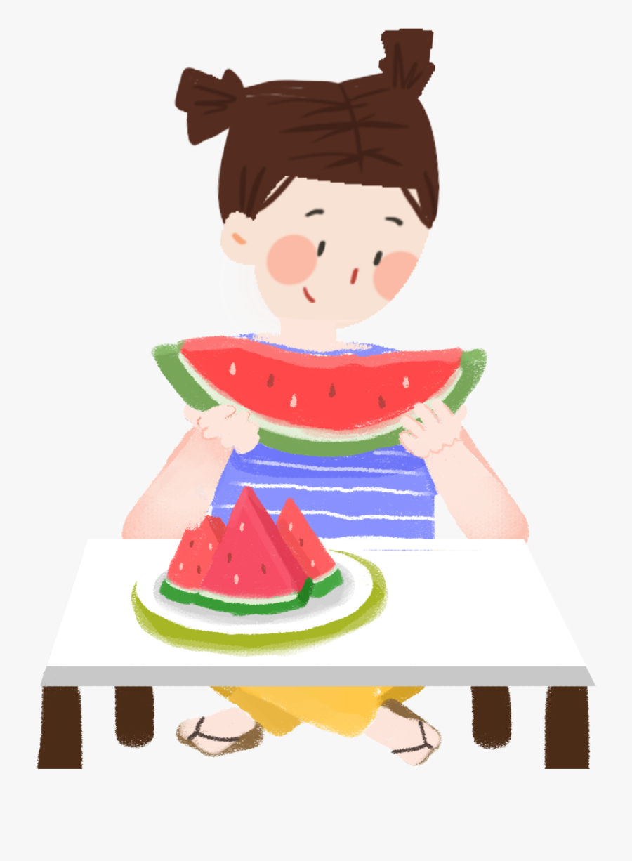 Transparent Watermelon Clipart Png - Take Watermelon On The Table Cartoon, Transparent Clipart