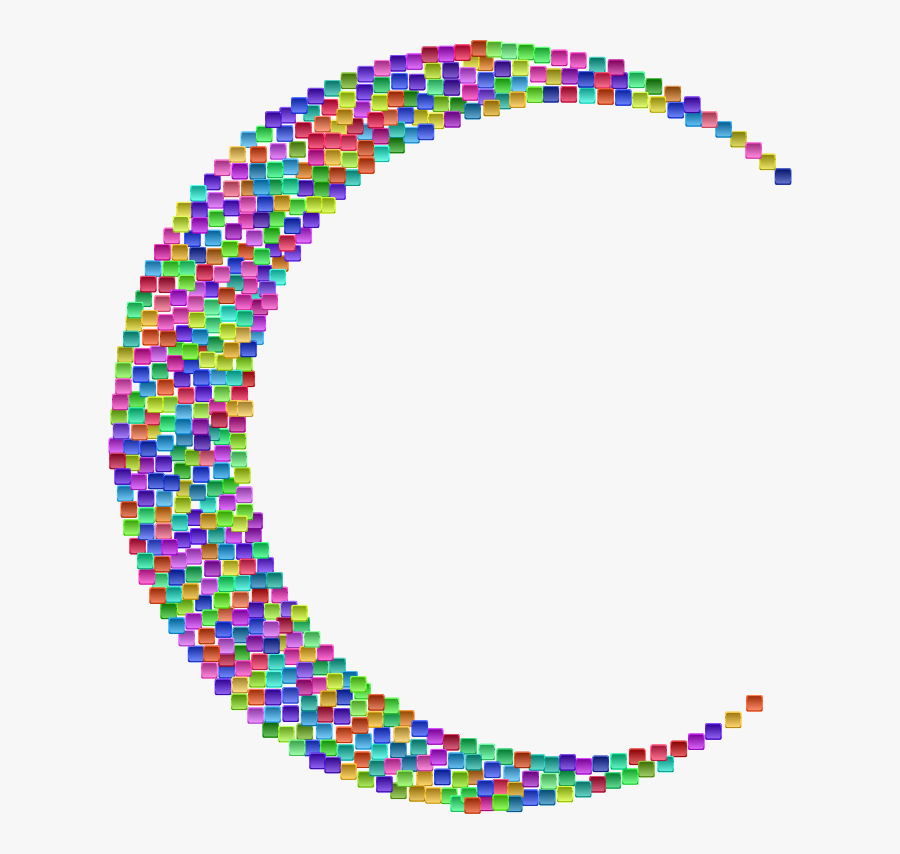 Prismatic Tiles Crescent Moon - Clip Art, Transparent Clipart