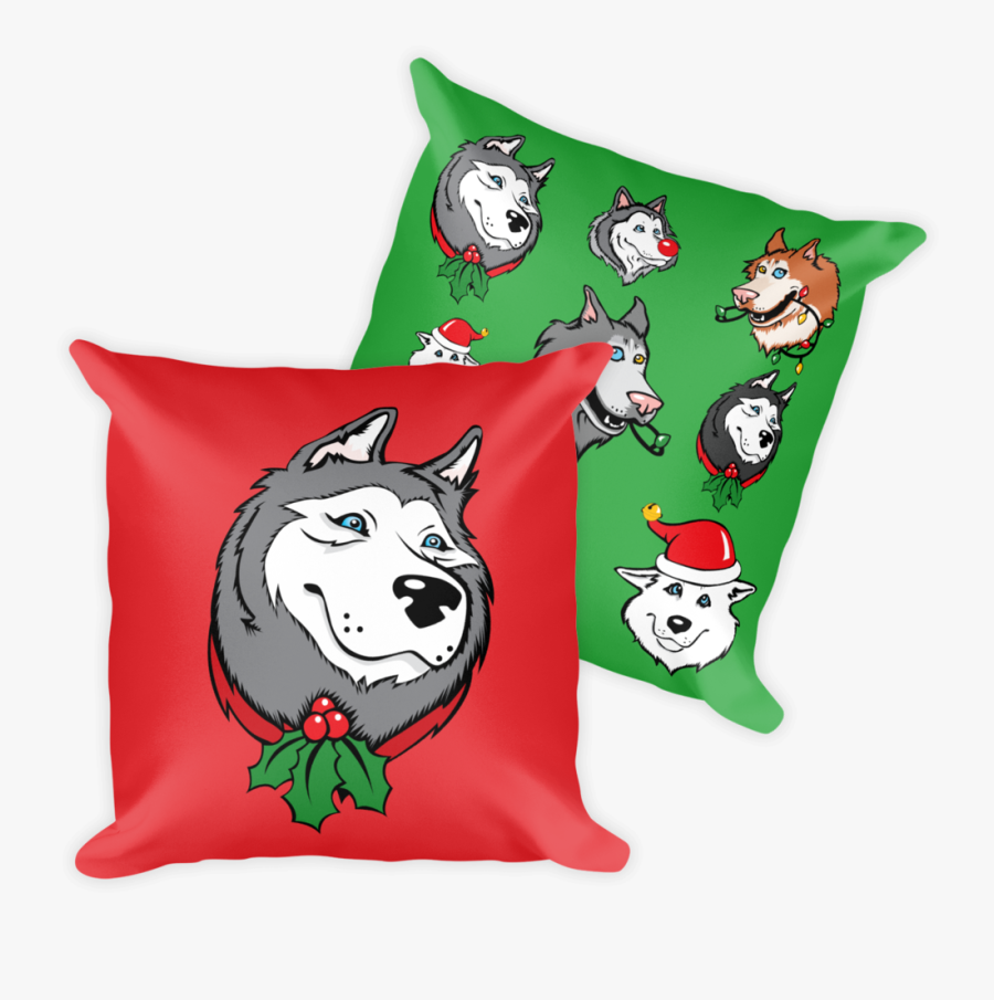 Siberian Husky Christmas, Holiday Large Square Throw - Cushion, Transparent Clipart
