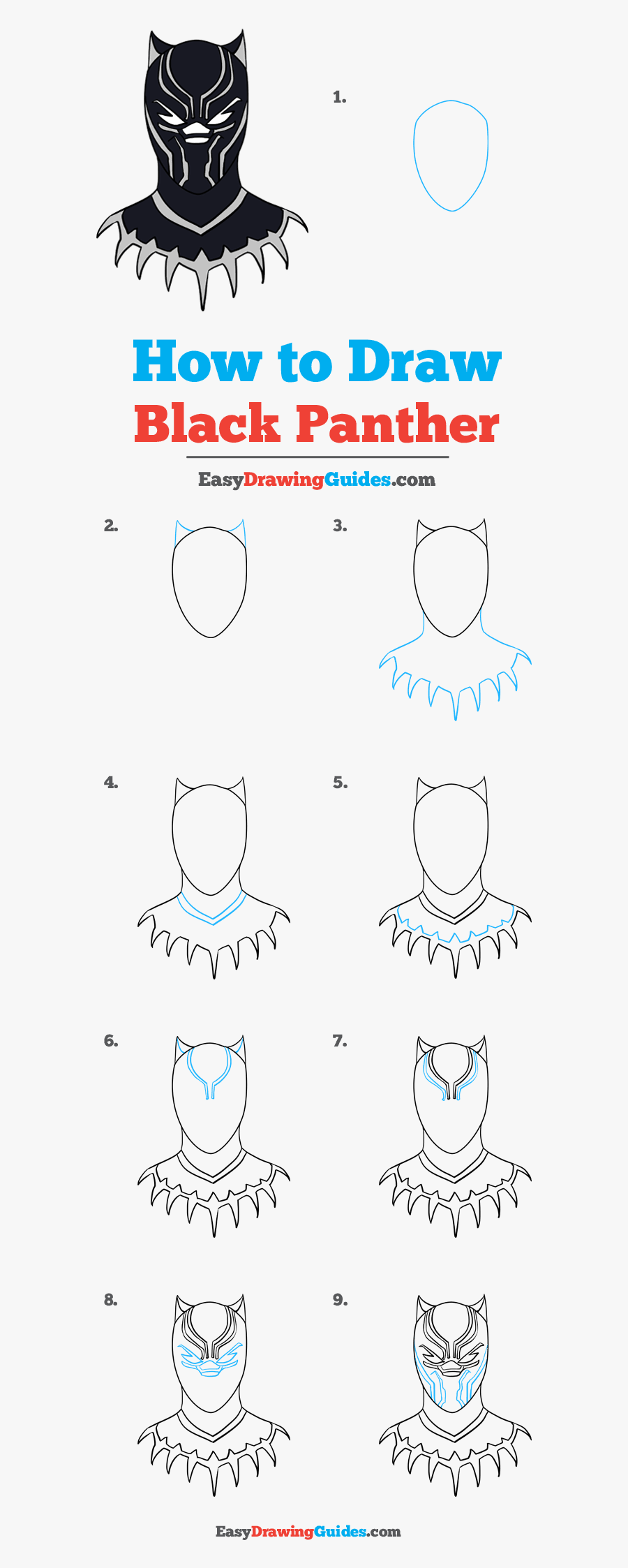 How To Draw Black Panther - Draw Black Panther Step By Step, Transparent Clipart