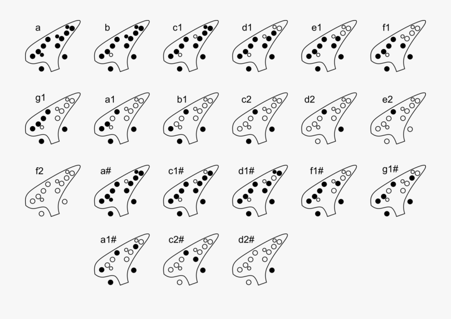 Line Art,recreation,angle - Ocarina Fingering 12 Hole, Transparent Clipart