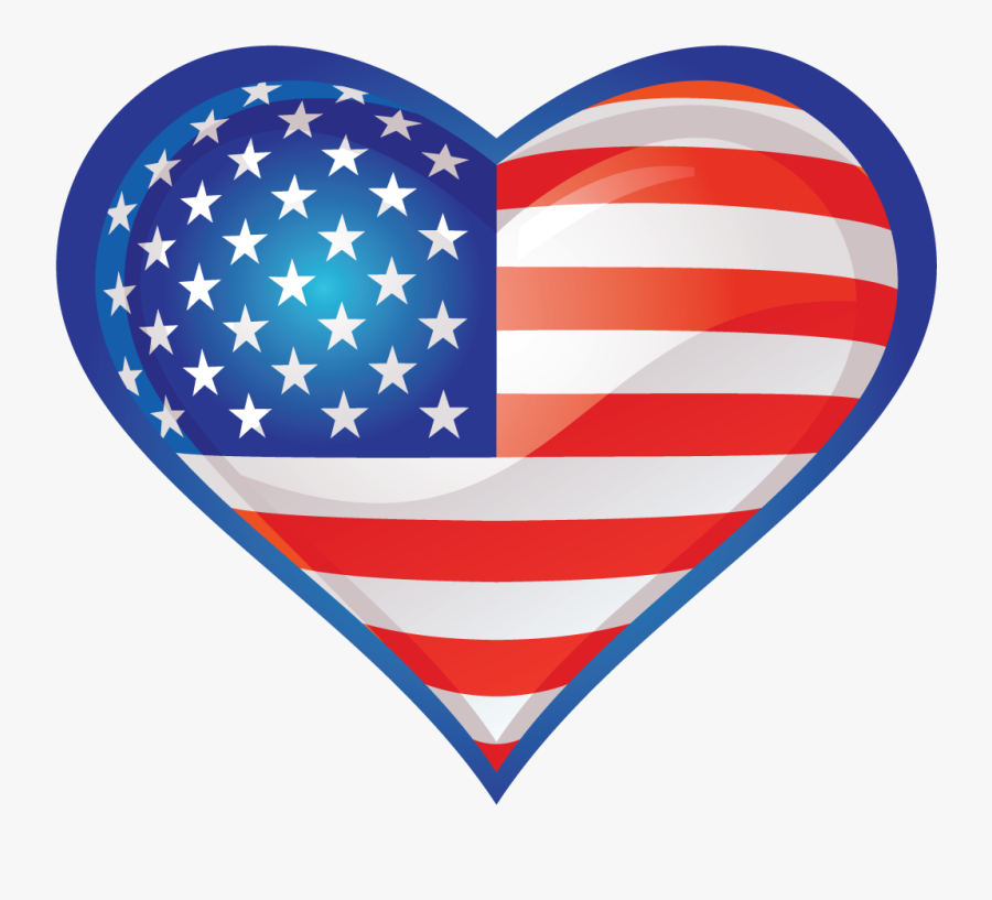 Thin Gold Line American Flag Heart , Free Transparent Clipart