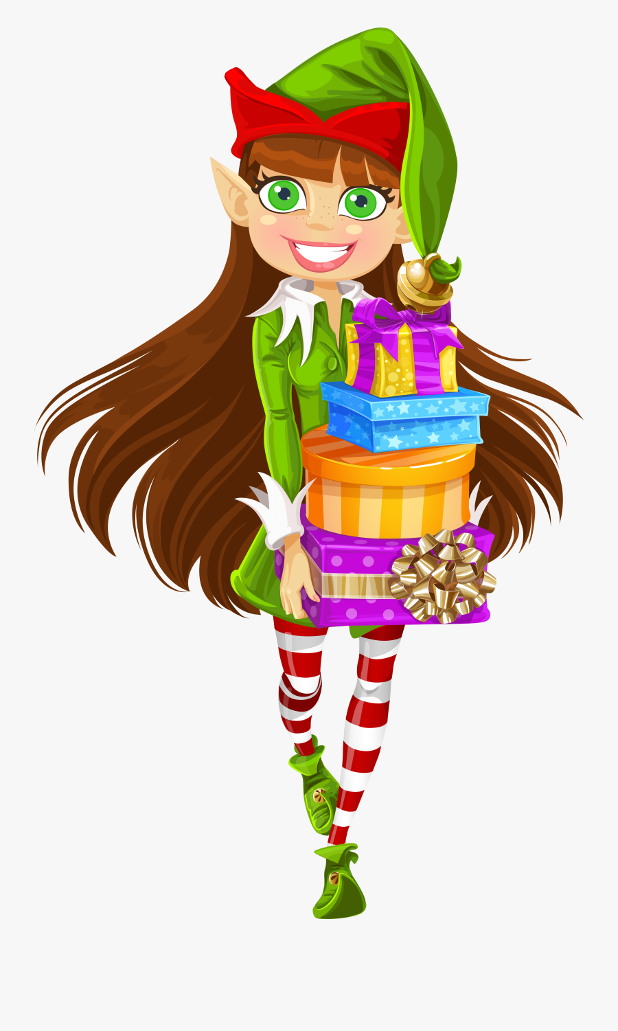 Female Christmas Elf Clipart, Transparent Clipart