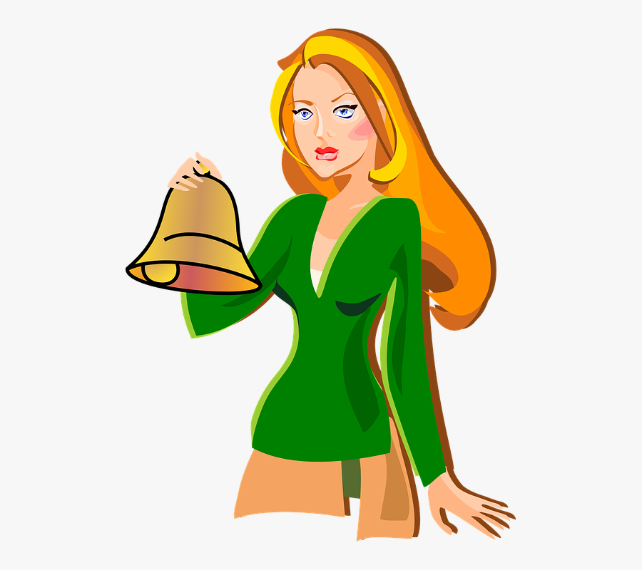 Girl, Lady, Bell, Ringing, Female, Beautiful, Young - Girl With Wallet Clip Art, Transparent Clipart