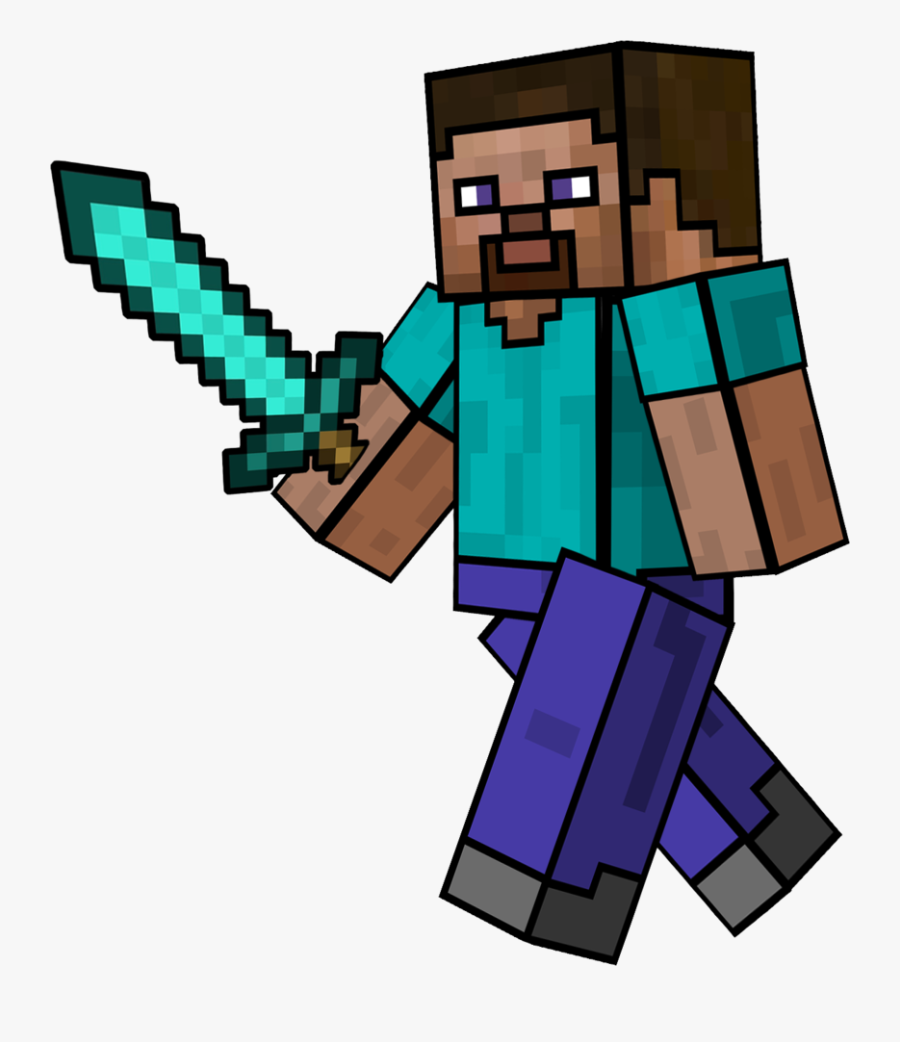 Clip Free Minecraft Steve Clipart - Minecraft Steve Diamond Sword, Transparent Clipart