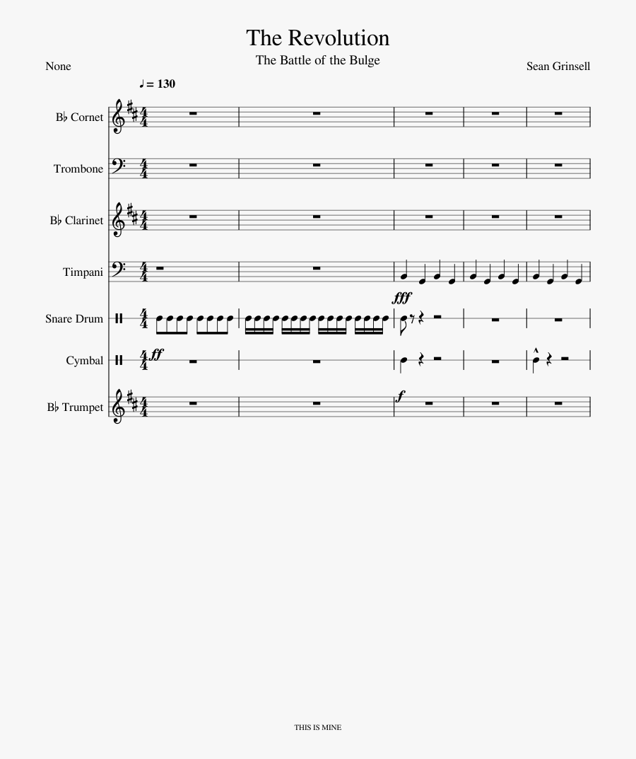 The Revolution Sheet Music Composed By Sean Grinsell - Sheet Music, Transparent Clipart