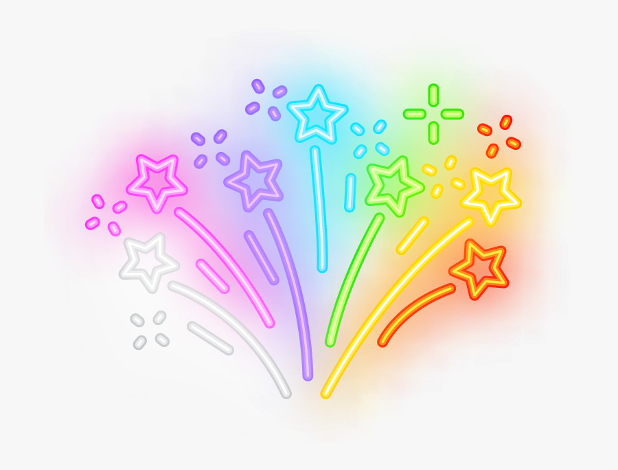 #stars #star #fireworks #meteor #luminous #neon #colorful - Shooting Star Neon Png, Transparent Clipart