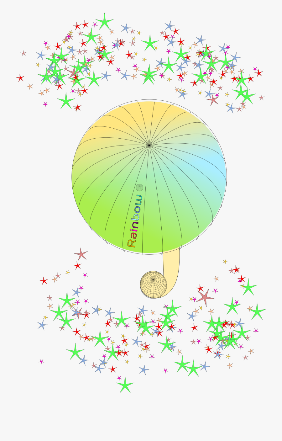 Umbrella With Text Rainbow And Colorful Stars Clip - Circle, Transparent Clipart