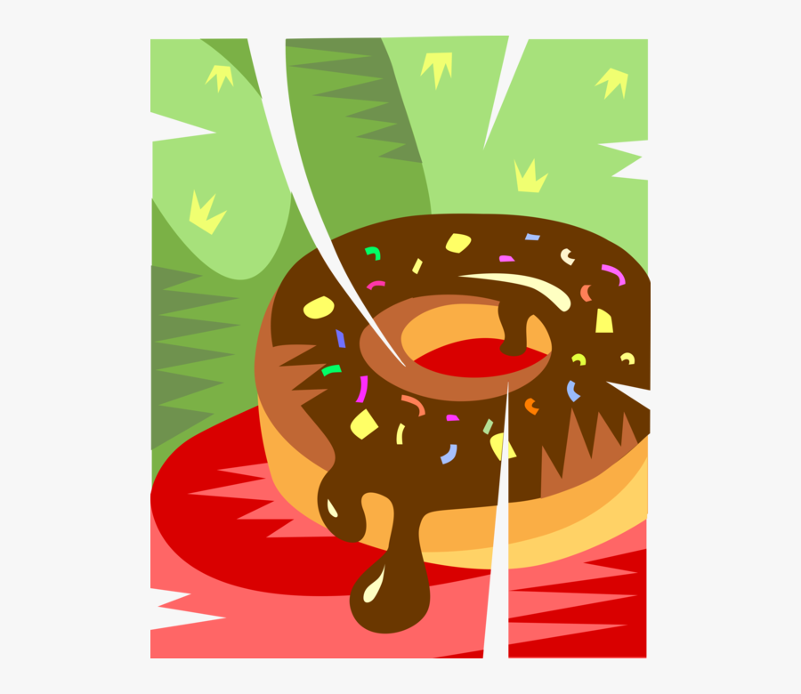 Vector Illustration Of Chocolate Donut Sweetened Fried - Illustration, Transparent Clipart