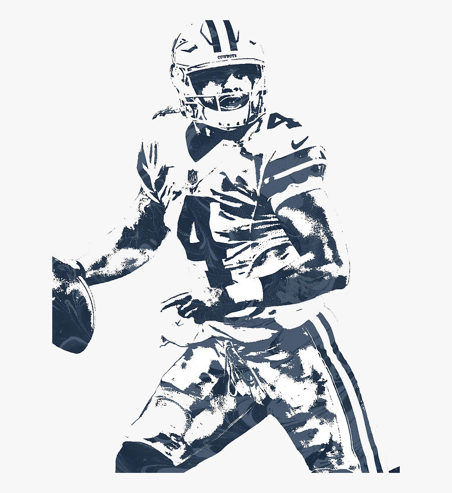 Dallas Cowboys Mixed Media Dak Pre Clipart Transparent - Dallas Cowboys Black And White Clipart, Transparent Clipart