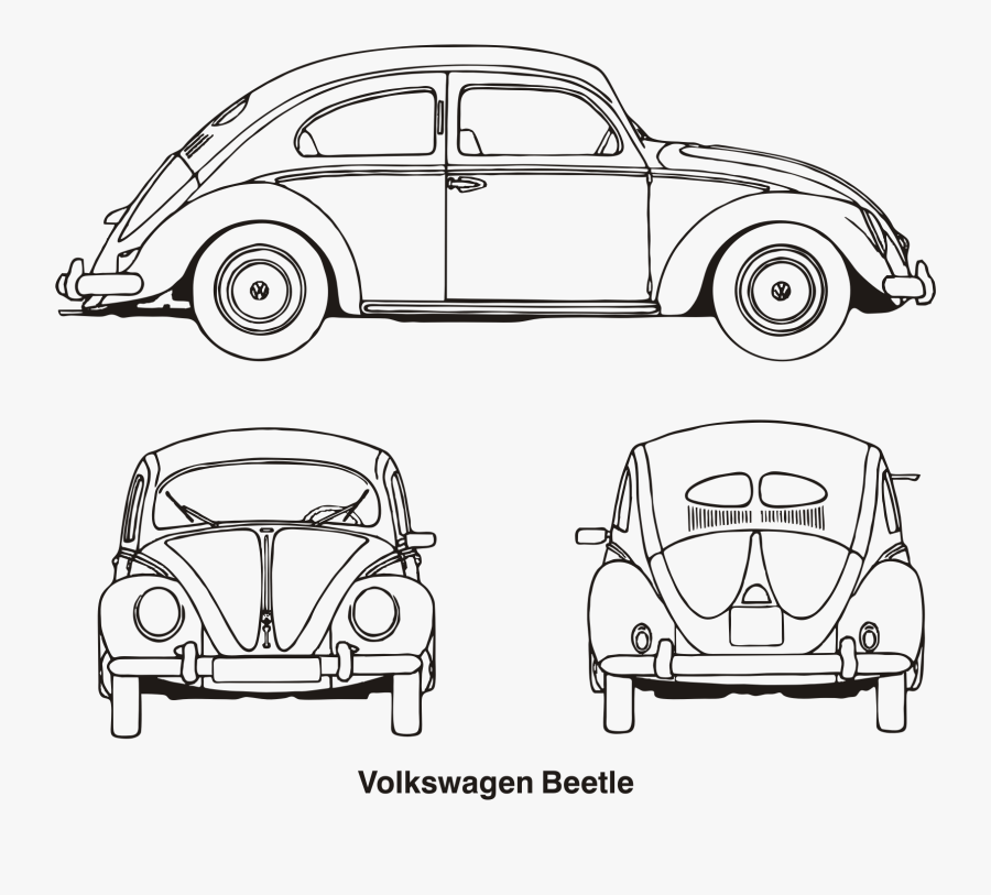 Volkswagen Beetle, Year 1952 Clip Arts - Vector Art Vw Beetle , Free
