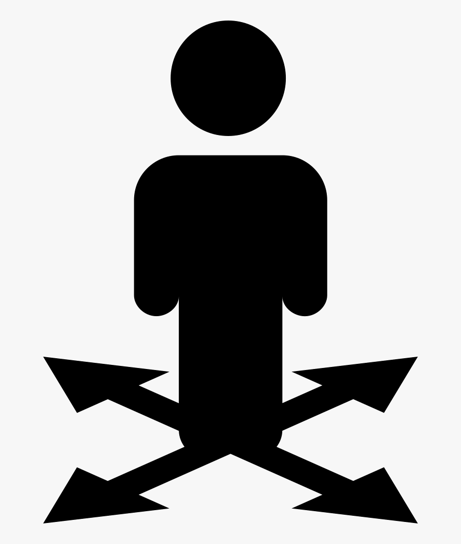 Man Standing Silhouette On Arrows Symbol Pointing To - Transparent Background Directions Clip Art, Transparent Clipart