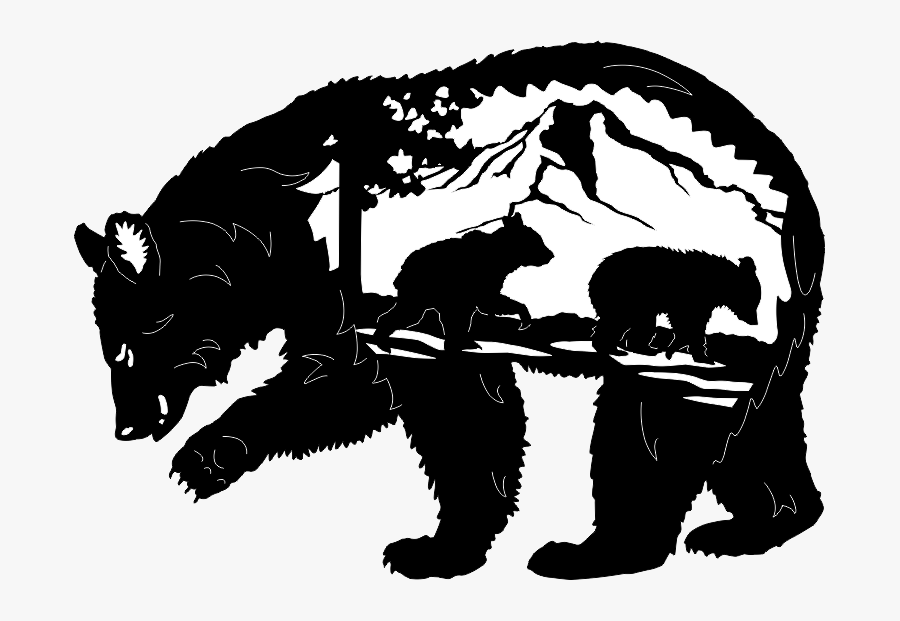 Mama Bear And Cub Silhouette , Free Transparent Clipart - ClipartKey