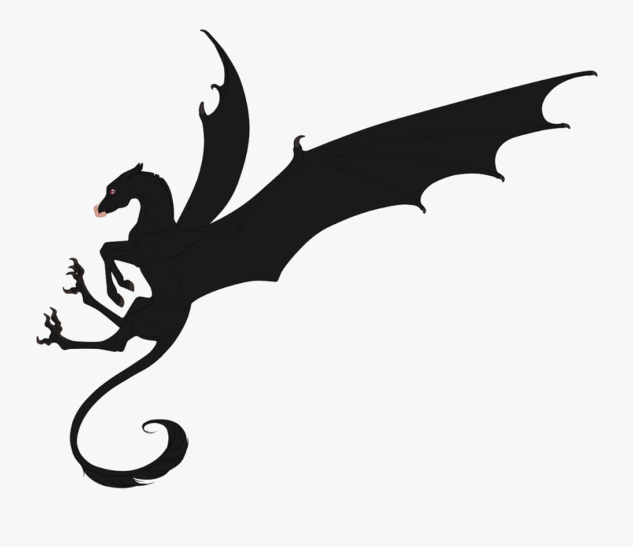 Cartoon Dragon Silhouette Clip Art - Silhouette Black And White Clipart Dragon, Transparent Clipart